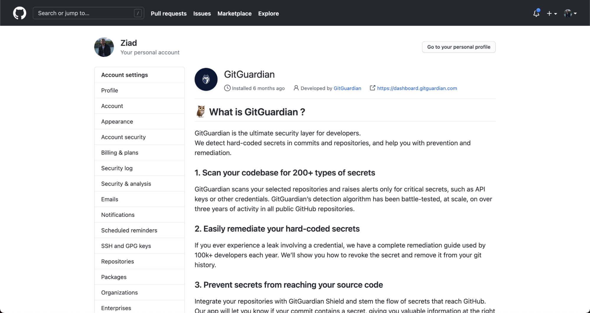 GitGuardian available on the GitHub Marketplace - #1 ranking