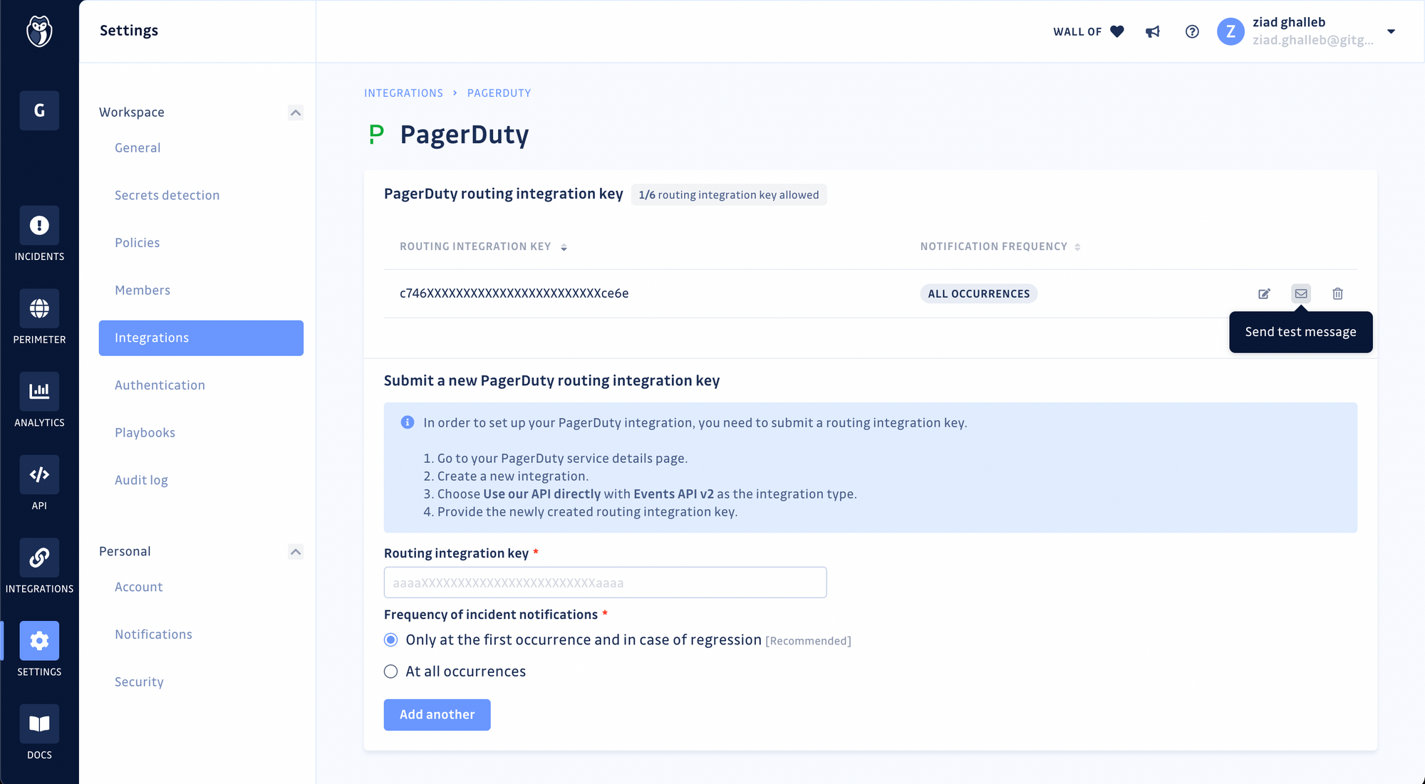Send a test alert from GitGuardian to PagerDuty