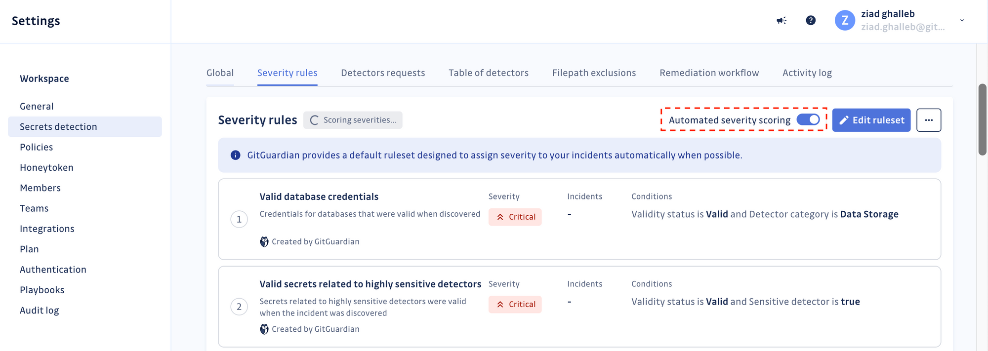 Turn automated severity scoring on.