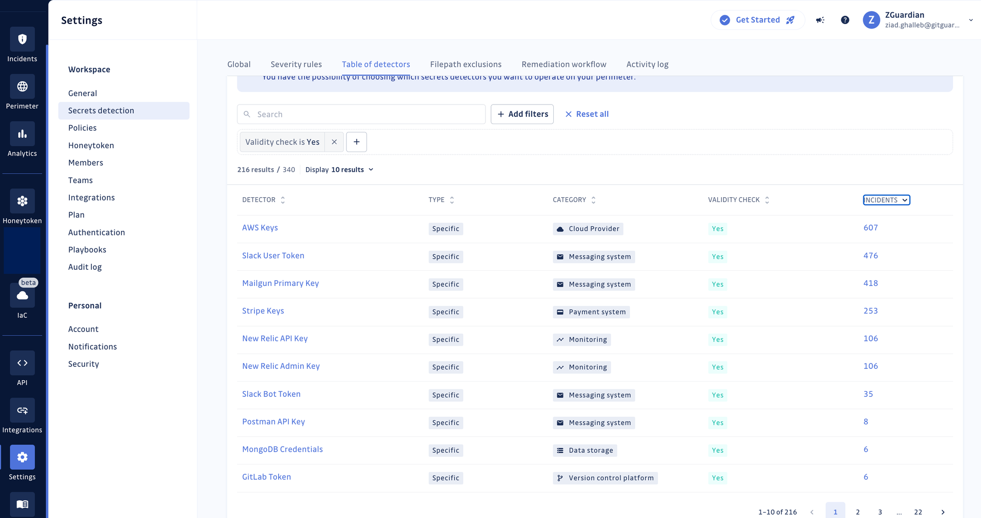 Secrets detectors with built-in validity checks