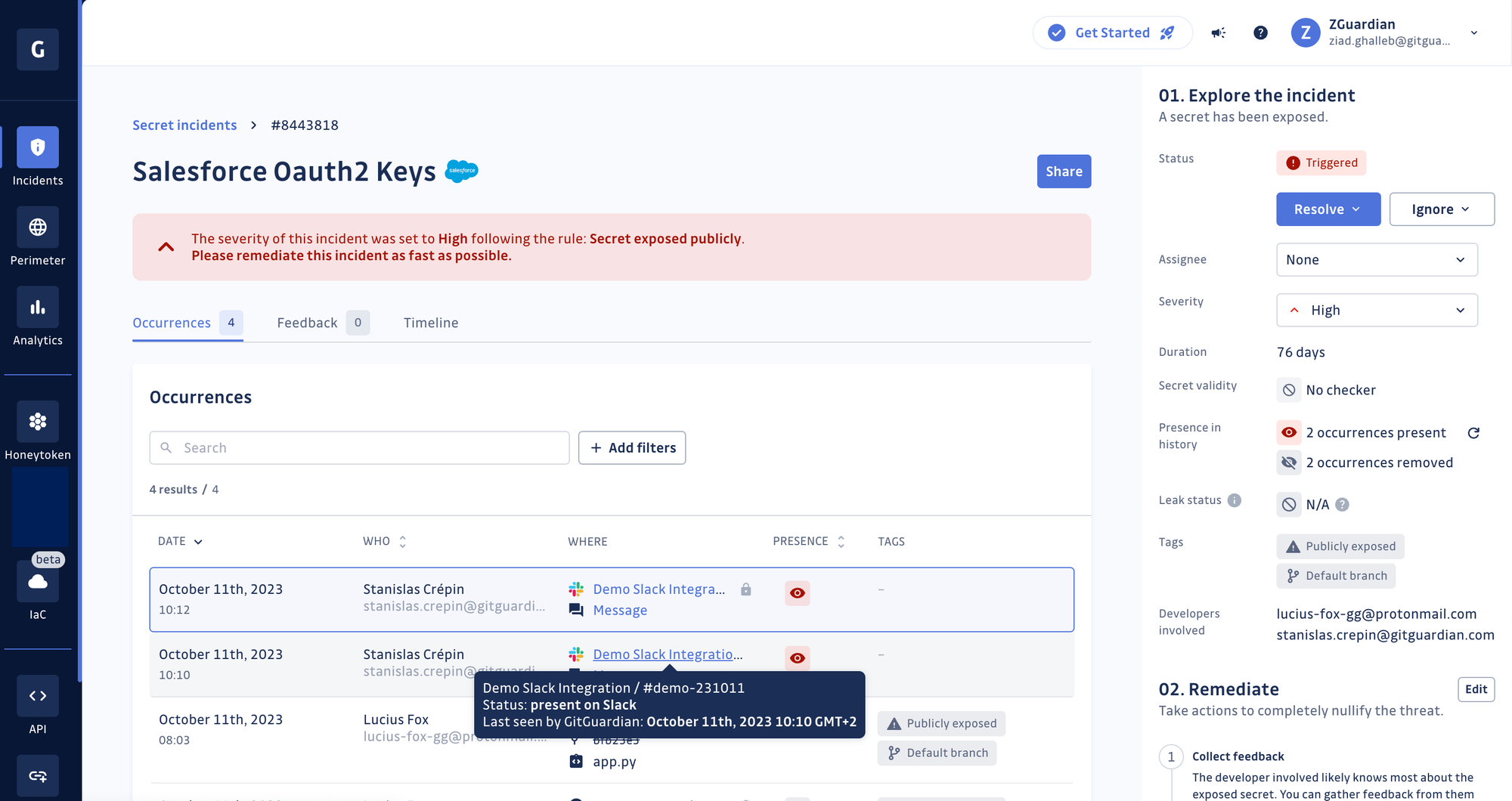Hardcoded Salesforce OAuth 2 keys found in Slack message (example)