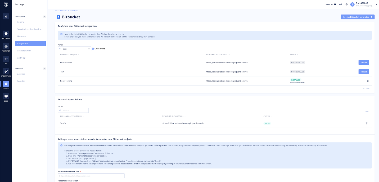 GitGuardian BitBucket integration