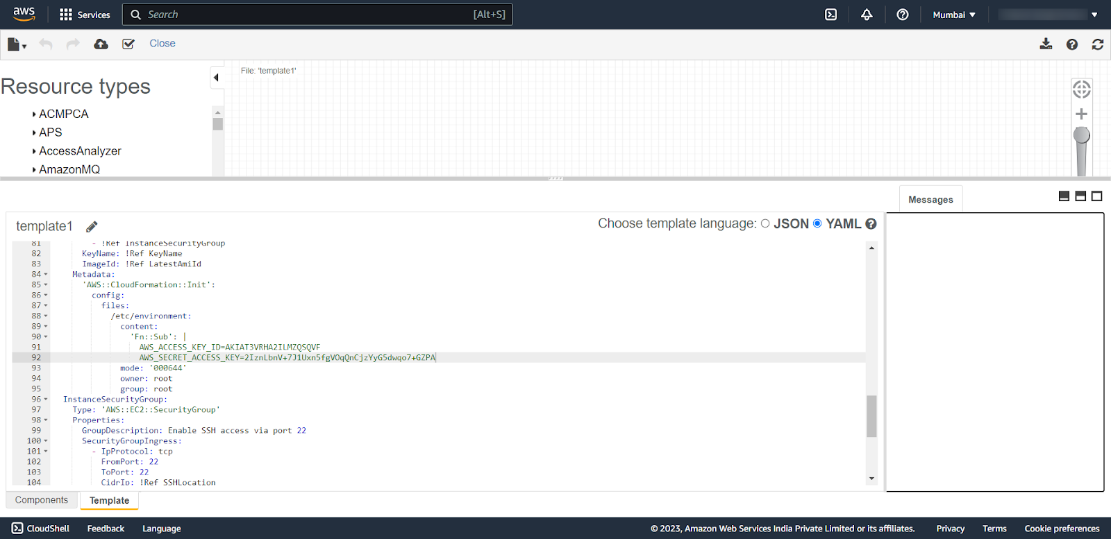 a honeytoken added in AWS cloud formation