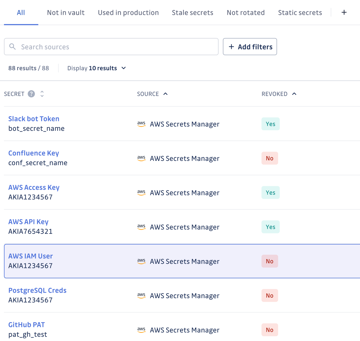 Enumerating secrets stored in a vault in GitGuardian